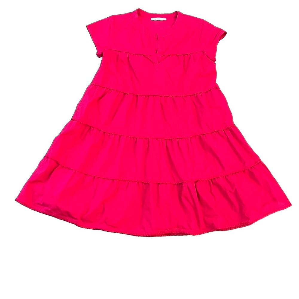 Roller Rabbit Dress Medium Tiered Hot Pink Pamela Dress